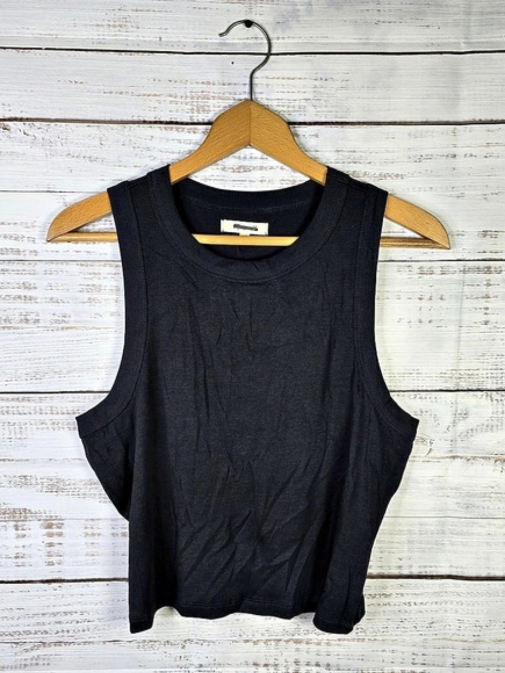 Madewell Black Supima Cotton Ribbed Muscle Tank Top Women’s XL